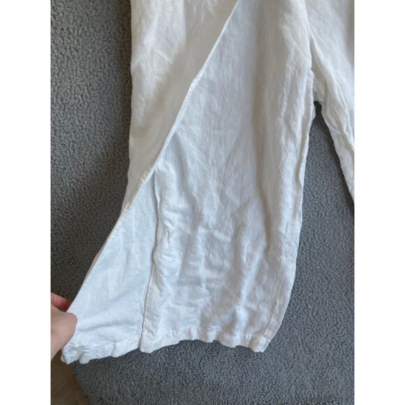 A New Day Pants Large Linen Wrap Cropped Stretch Pull On White Boho Beach L - Picture 5 of 16